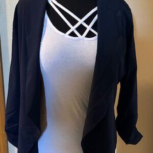 Navy Blue Lightweight Blazer with Cinched Sleeves   7930  NWT Boutique